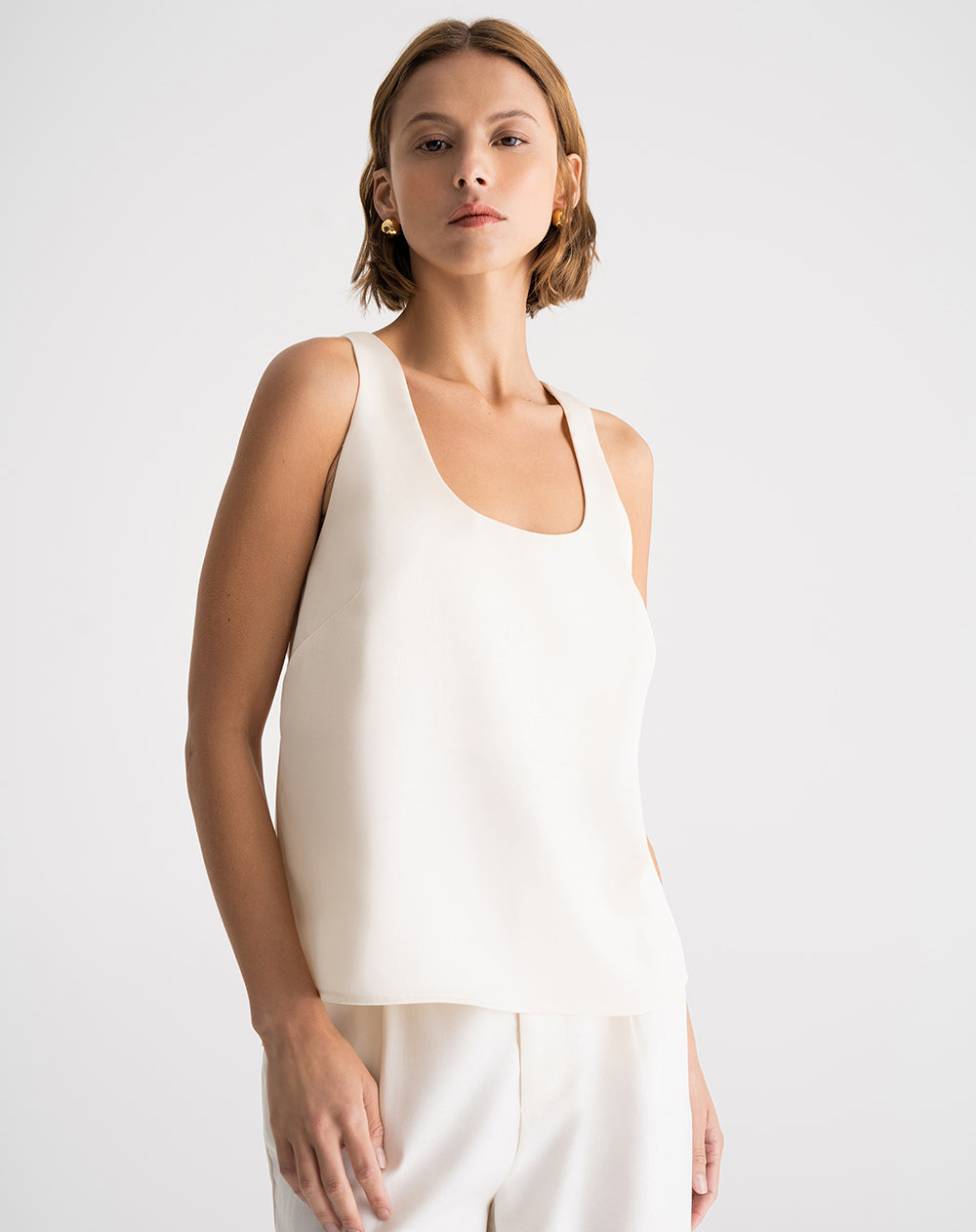 Camisa equeleto en satín crema mujer