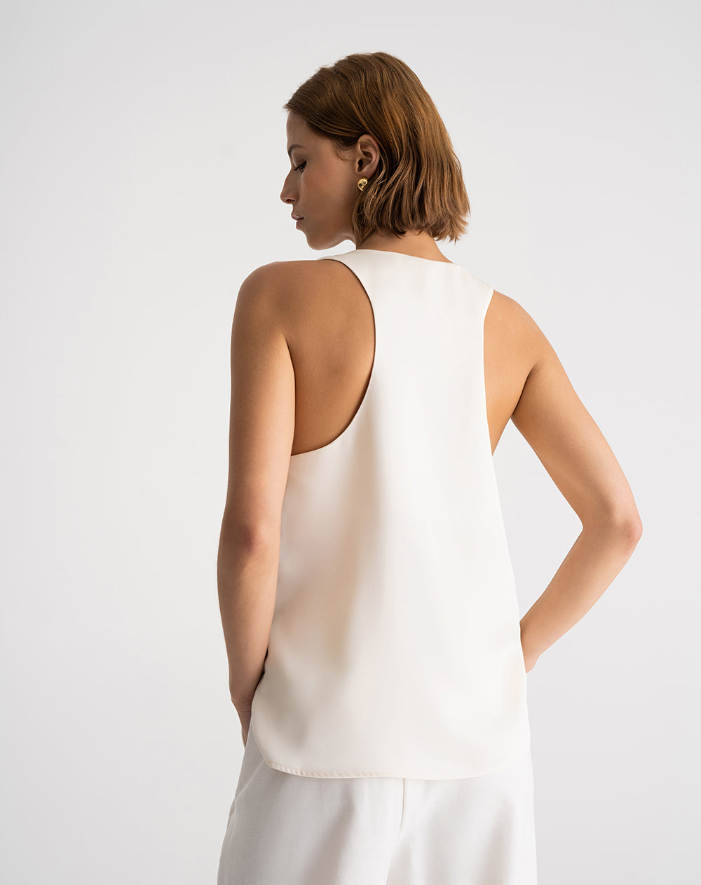 Camisa equeleto en satín crema mujer