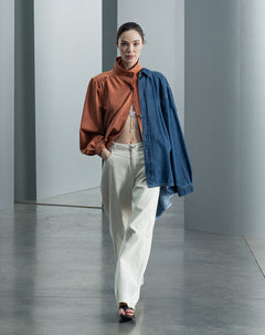 Jean wide leg tiro alto blanco mujer