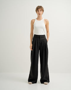 Pantalón wide leg tiro alto negro mujer