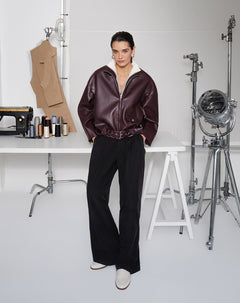 Pantalón wide leg tiro alto negro mujer
