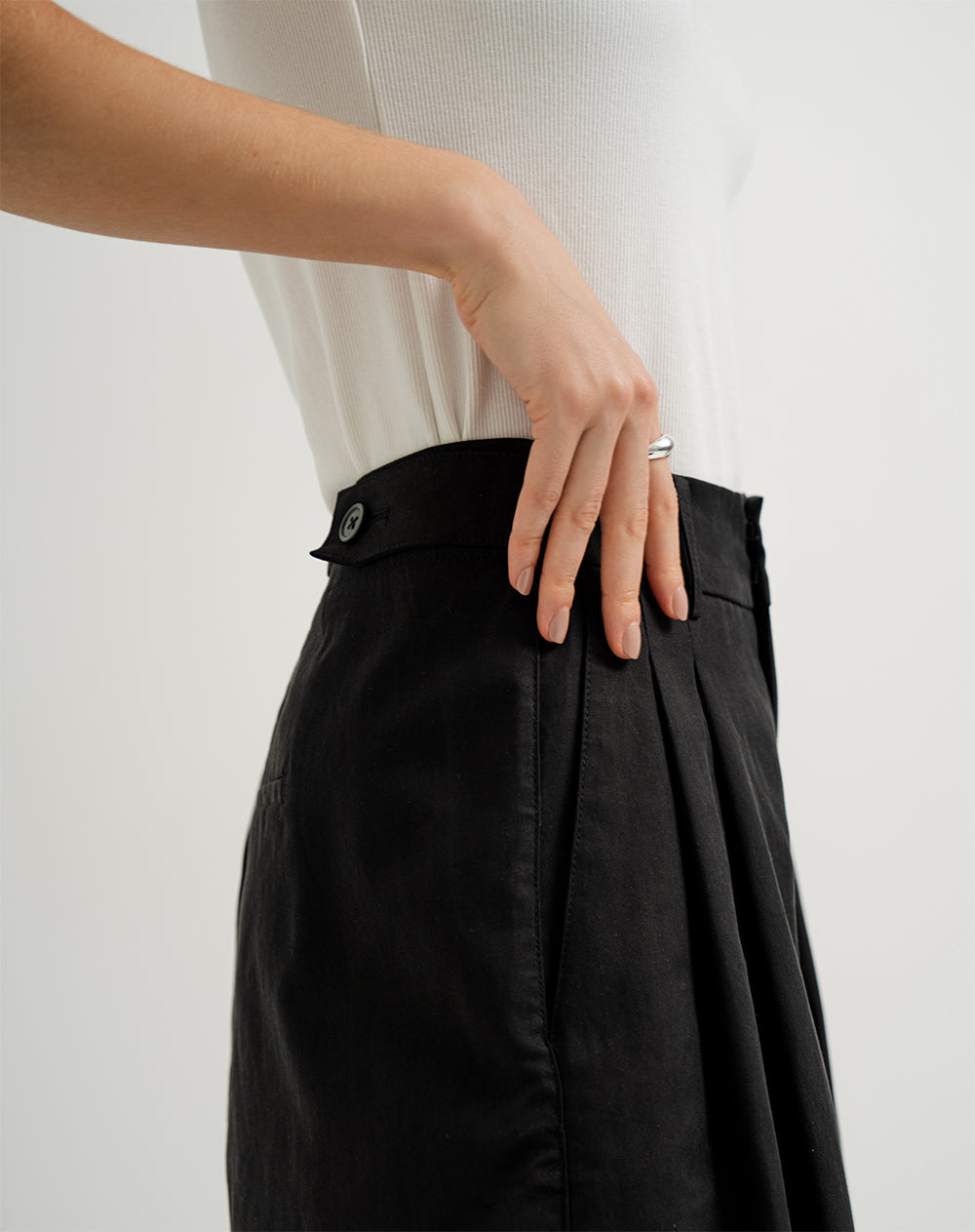 Pantalón wide leg tiro alto negro mujer