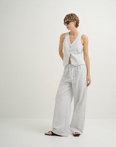 Chaleco tipo sastre regular con forro crudo mujer