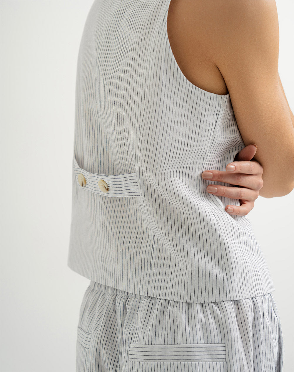 Chaleco tipo sastre regular rayas mujer