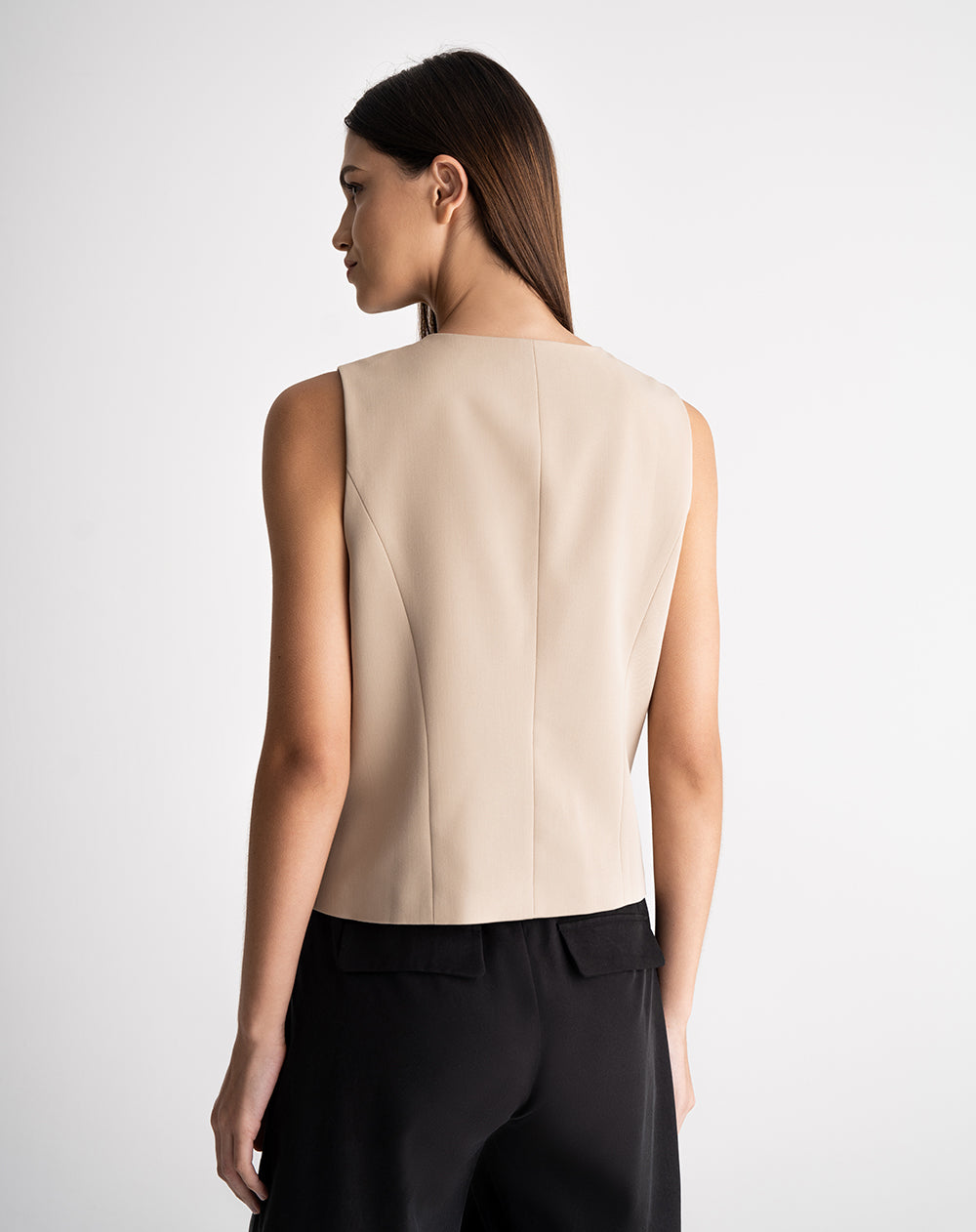 Chaleco semi ajustado khaki mujer
