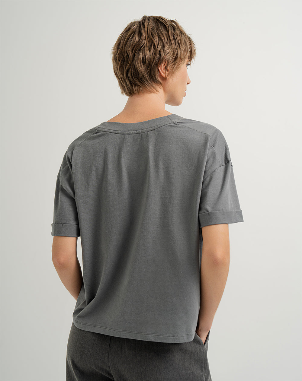 Camiseta oversize algodón gris mujer