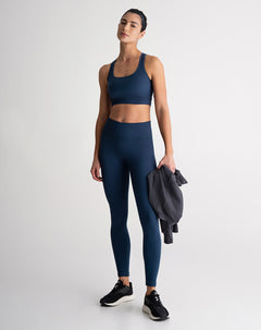 Legging deportivo control abdomen azul mujer