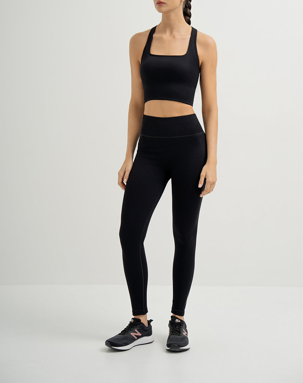 Legging deportivo control abdomen negro mujer