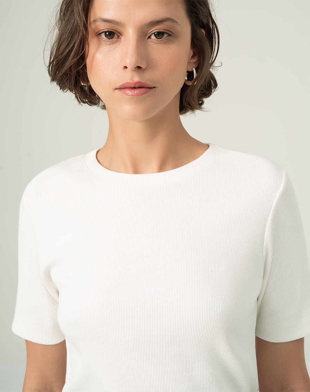 Camiseta semi ajustada algodón crudo mujer