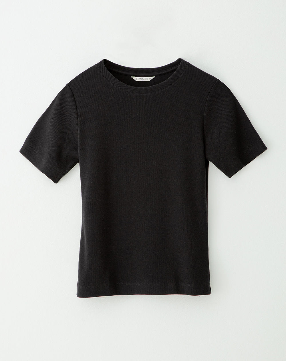 Camiseta ajustada algodón negra mujer