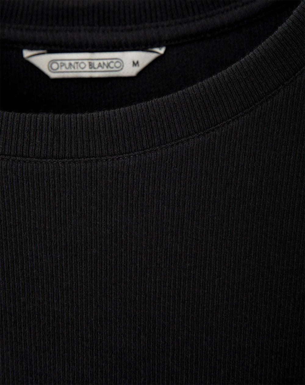 Camiseta ajustada algodón negra mujer