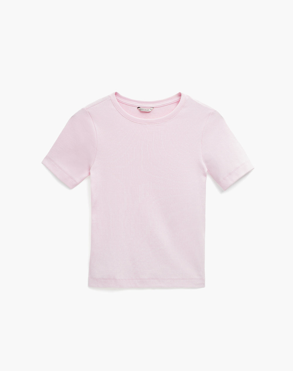 Camiseta slim rib algodón rosada mujer