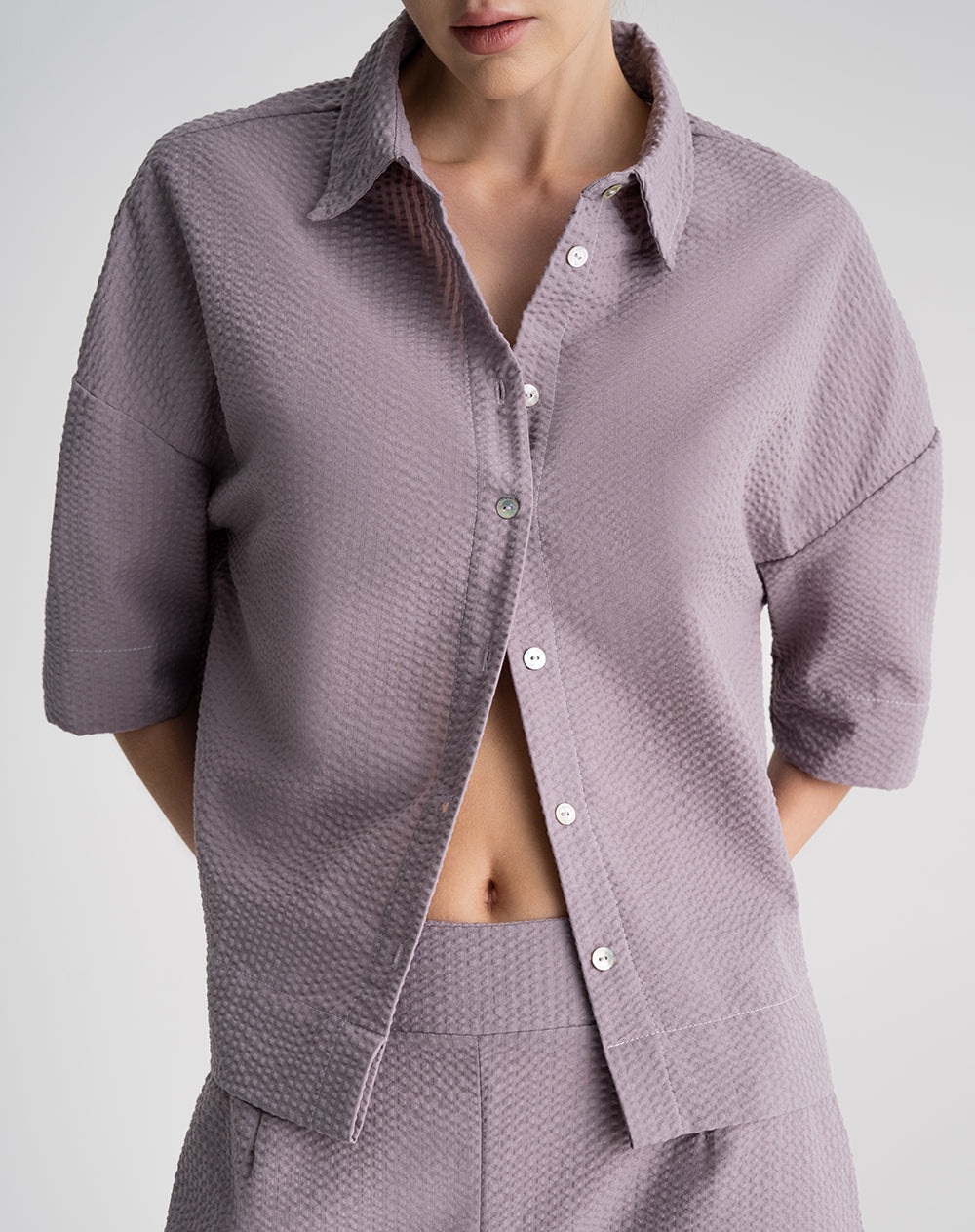 Camisa + pantalón de pijama algodón morado mujer