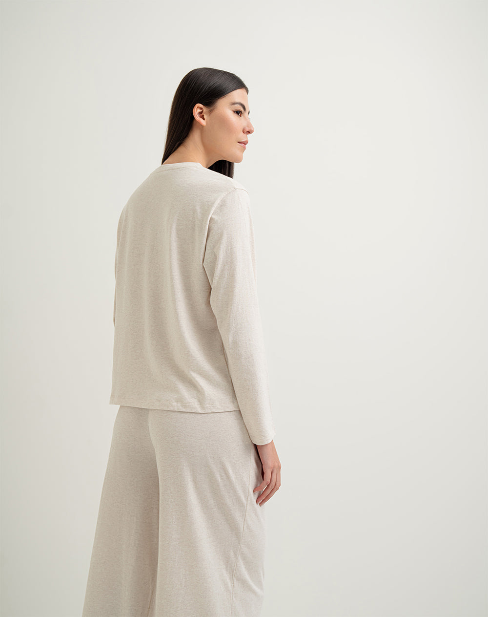 Camisbuzo + pantalón de pijama mujer algodón habano