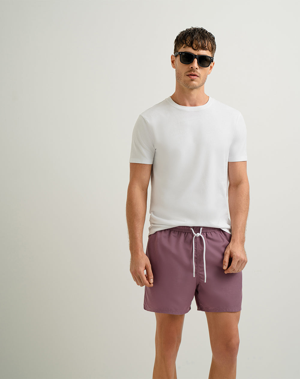 Pantaloneta de baño malva hombre