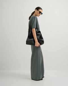 Pantalón algodón tiro medio verde mujer