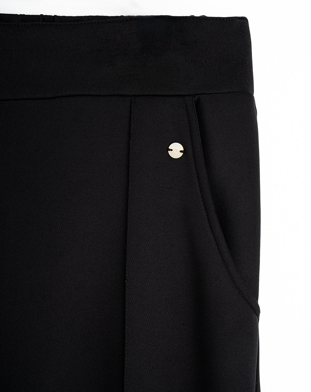 Pantalón bota ancha tiro alto tacto suave negro mujer