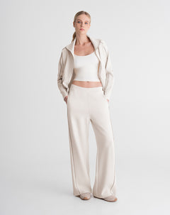 Pantalón confort tiro medio habano mujer