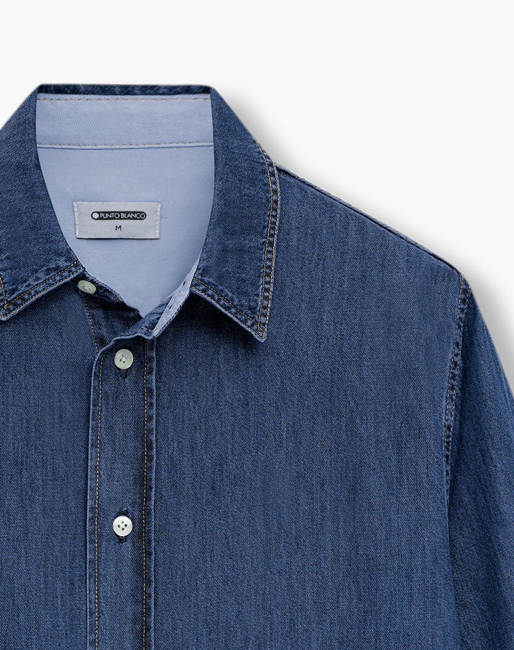 Camisa regular fit manga larga índigo medio