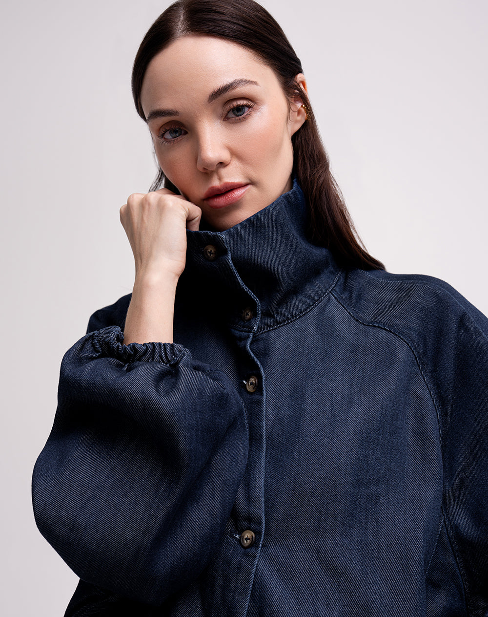 Chaqueta confort oversize índigo oscuro mujer