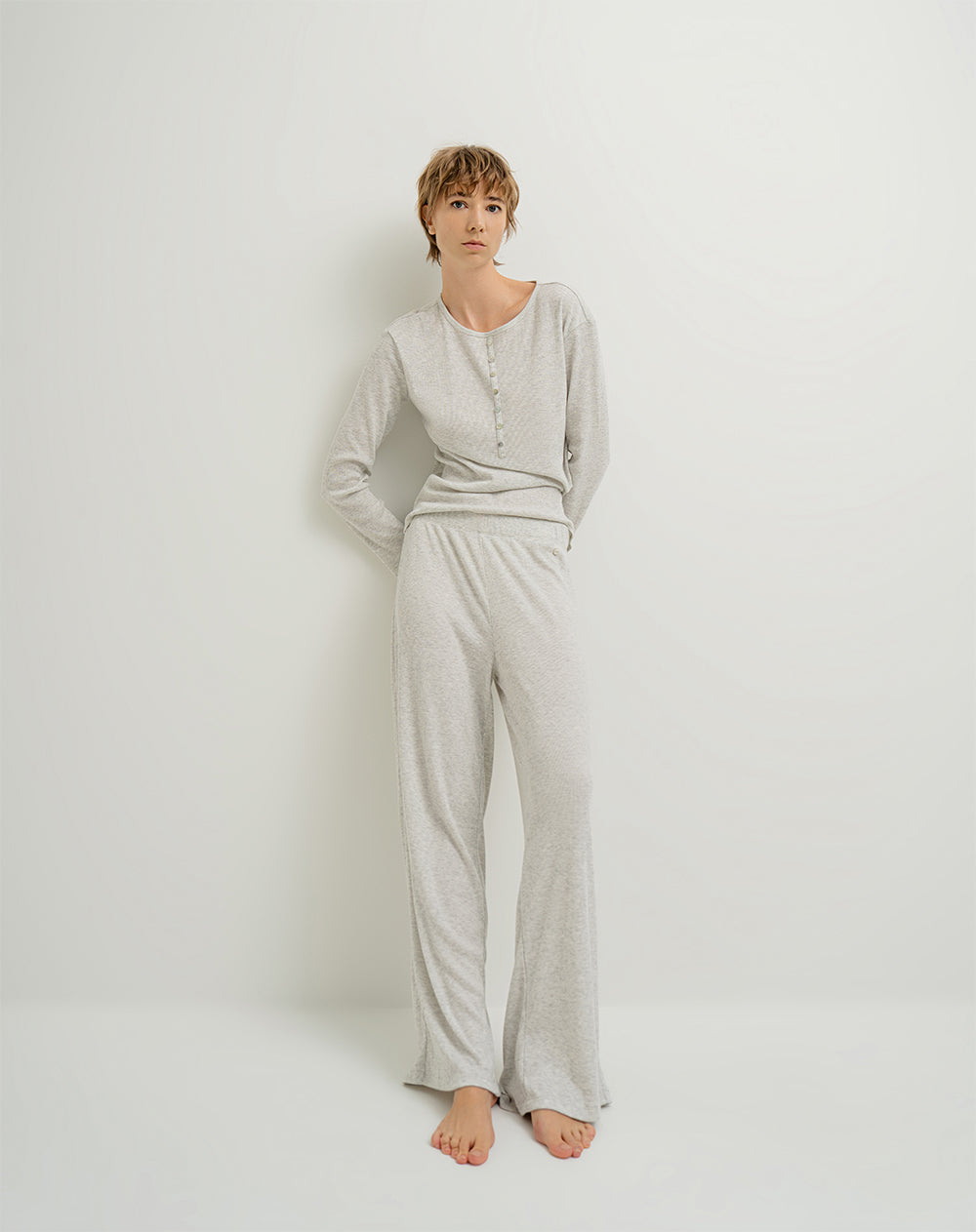 Camibuzo algodón gris claro mujer