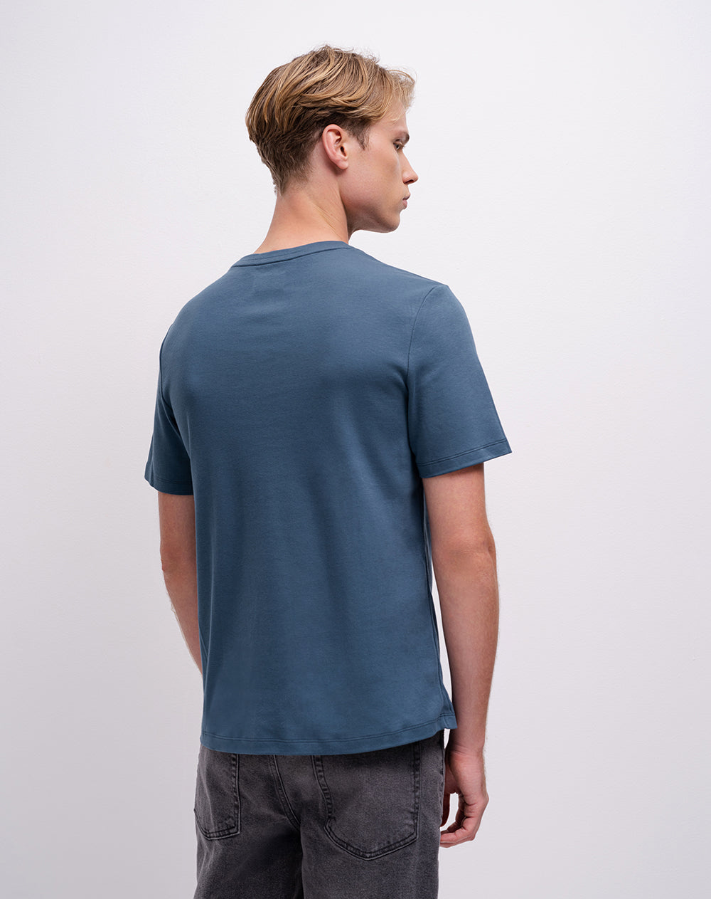 Camiseta regular algodón supima azul hombre