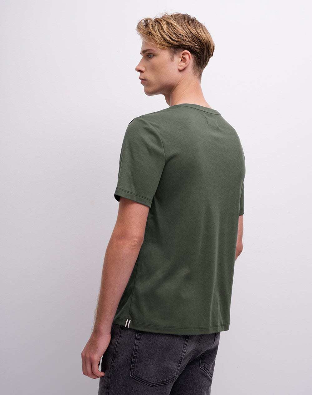 Camiseta regular algodón supima azul hombre