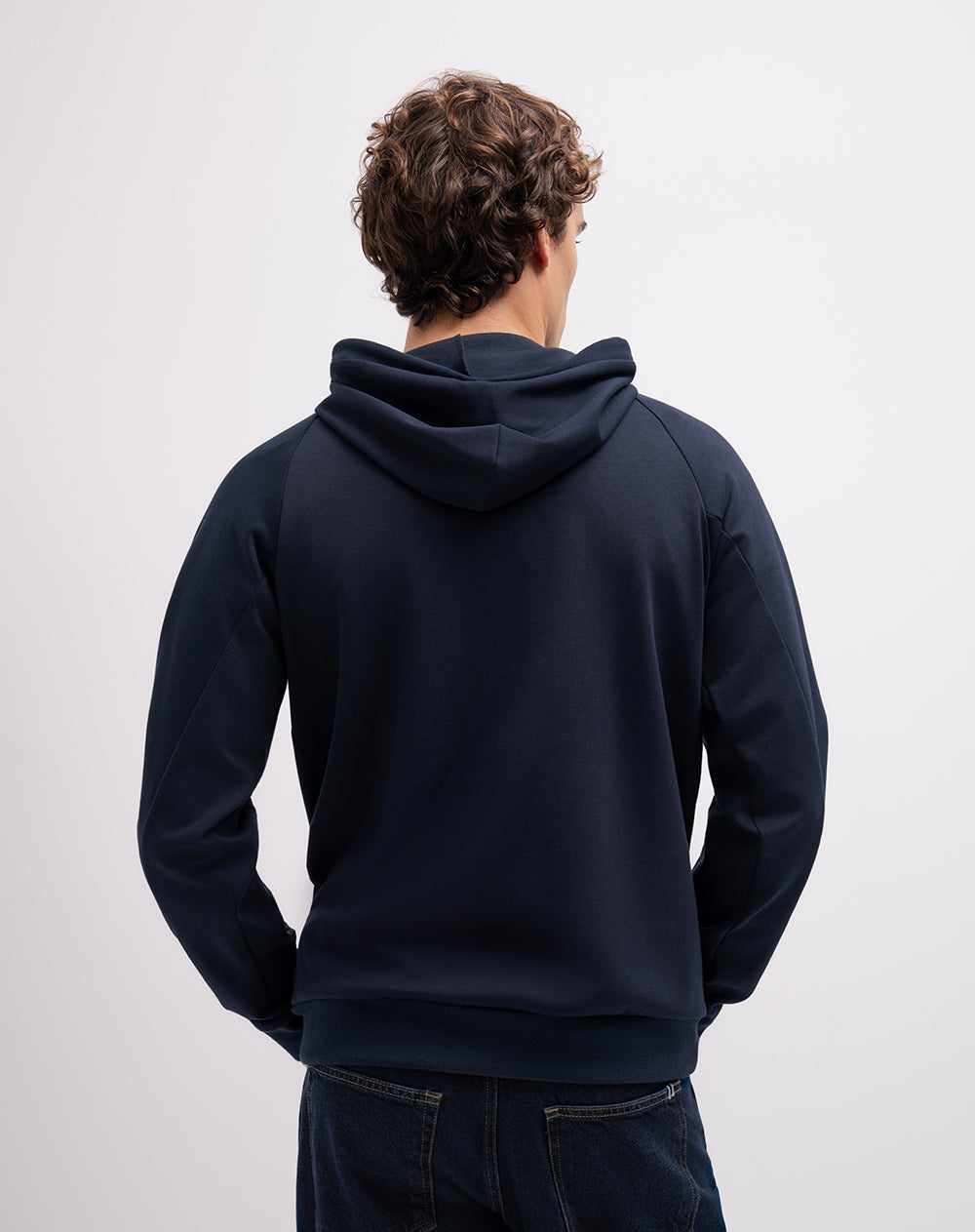Buzo confort tipo hoddie azul hombre
