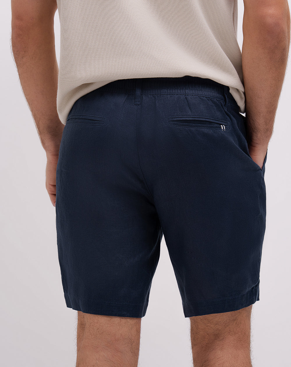 Bermuda regular lino azul hombre