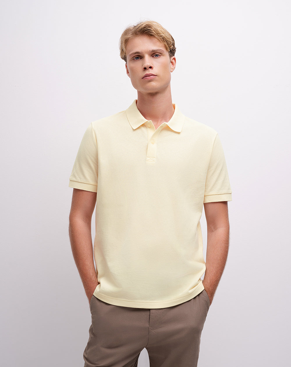 Polo regular algodón amarilla hombre