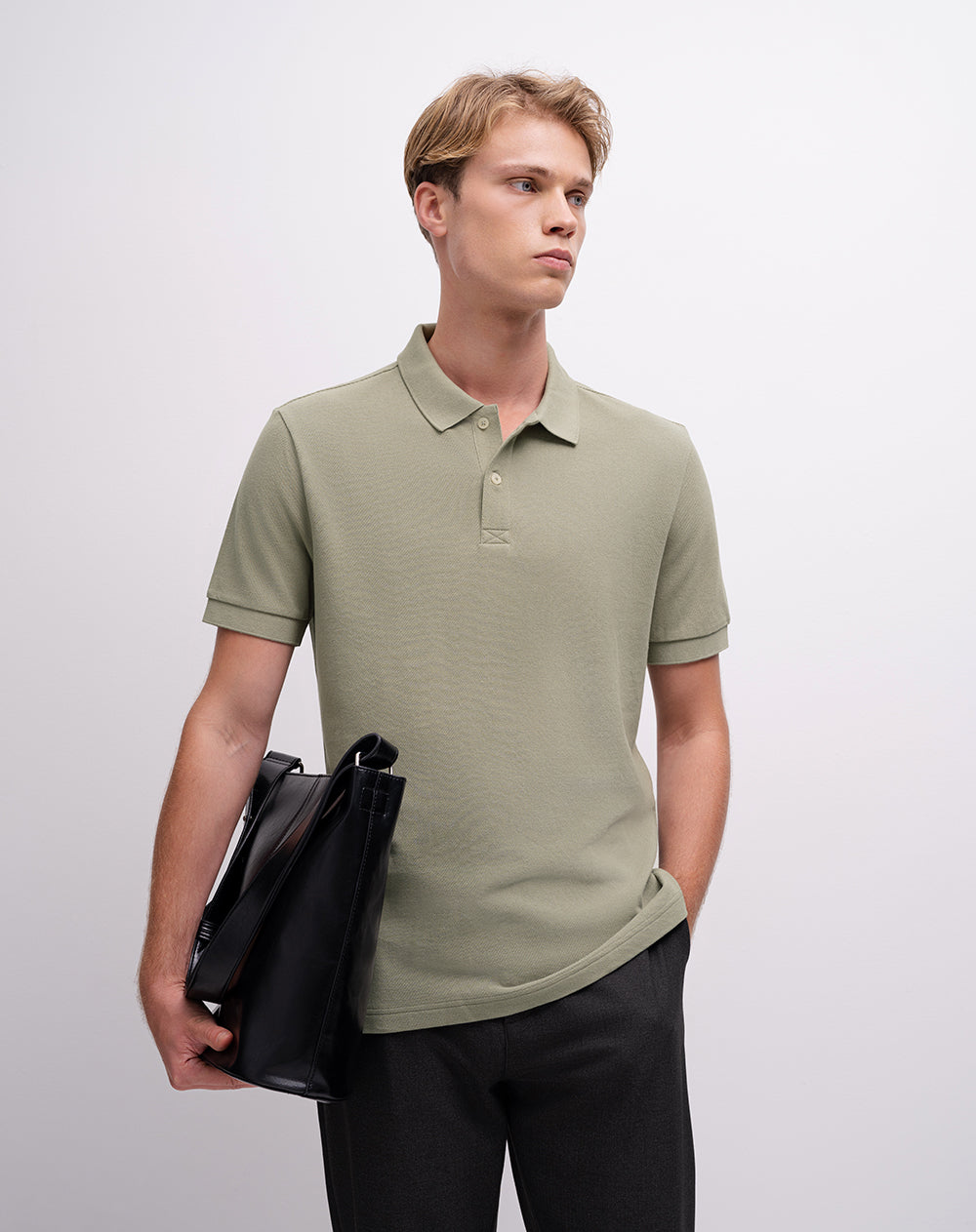 Polo regular algodón verde hombre