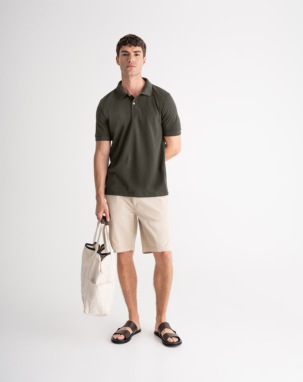 Polo regular algodón verde hombre
