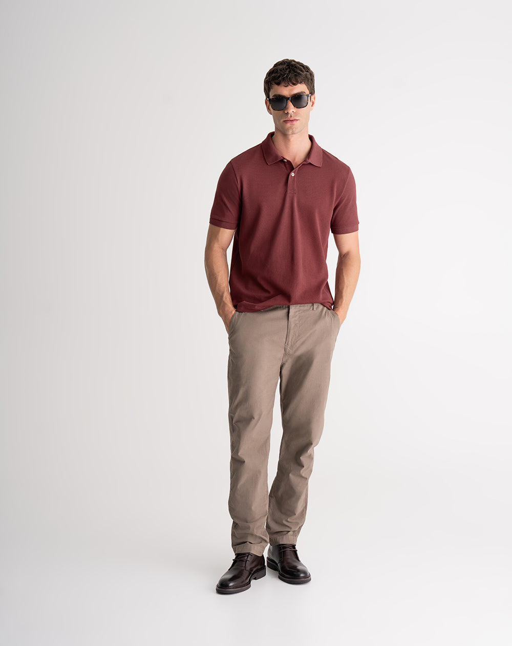 Polo regular algodón vinotinto hombre