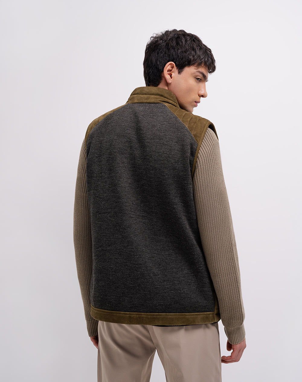 Chaleco regular acolchado cuero doble faz multicolor hombre