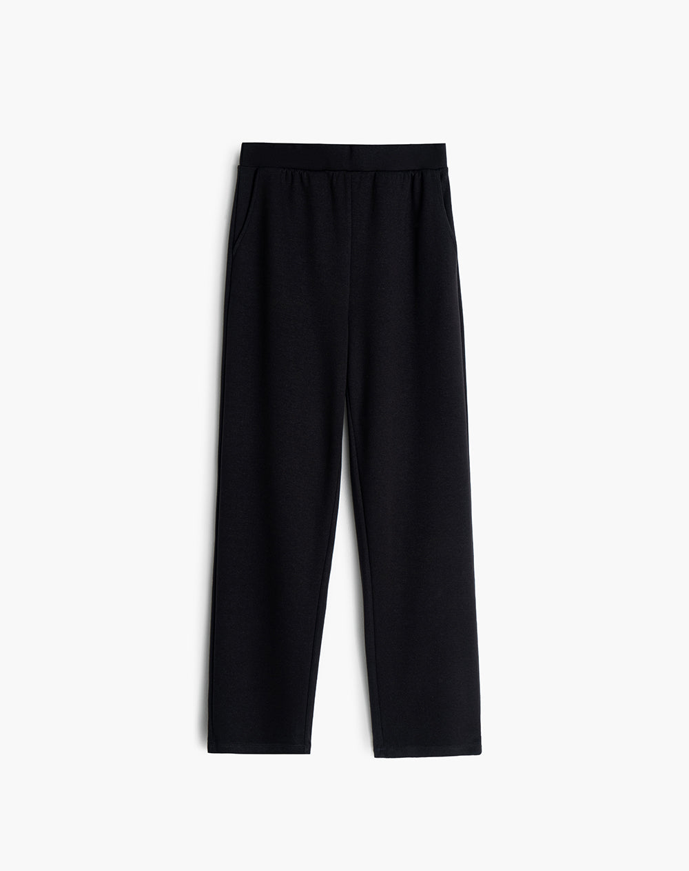 Pantalón recto tiro medio tacto suave negro mujer