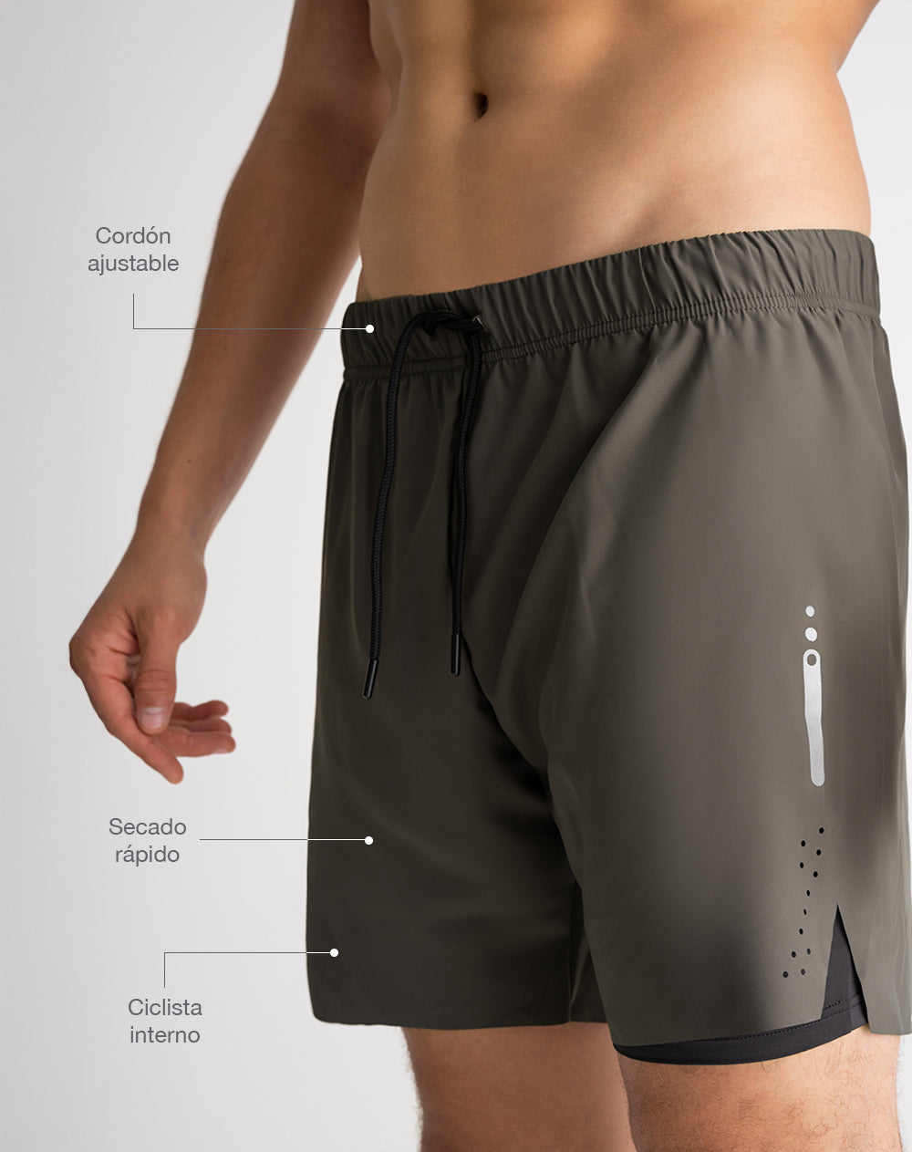 Pantaloneta deportiva ciclista interno negra verde hombre