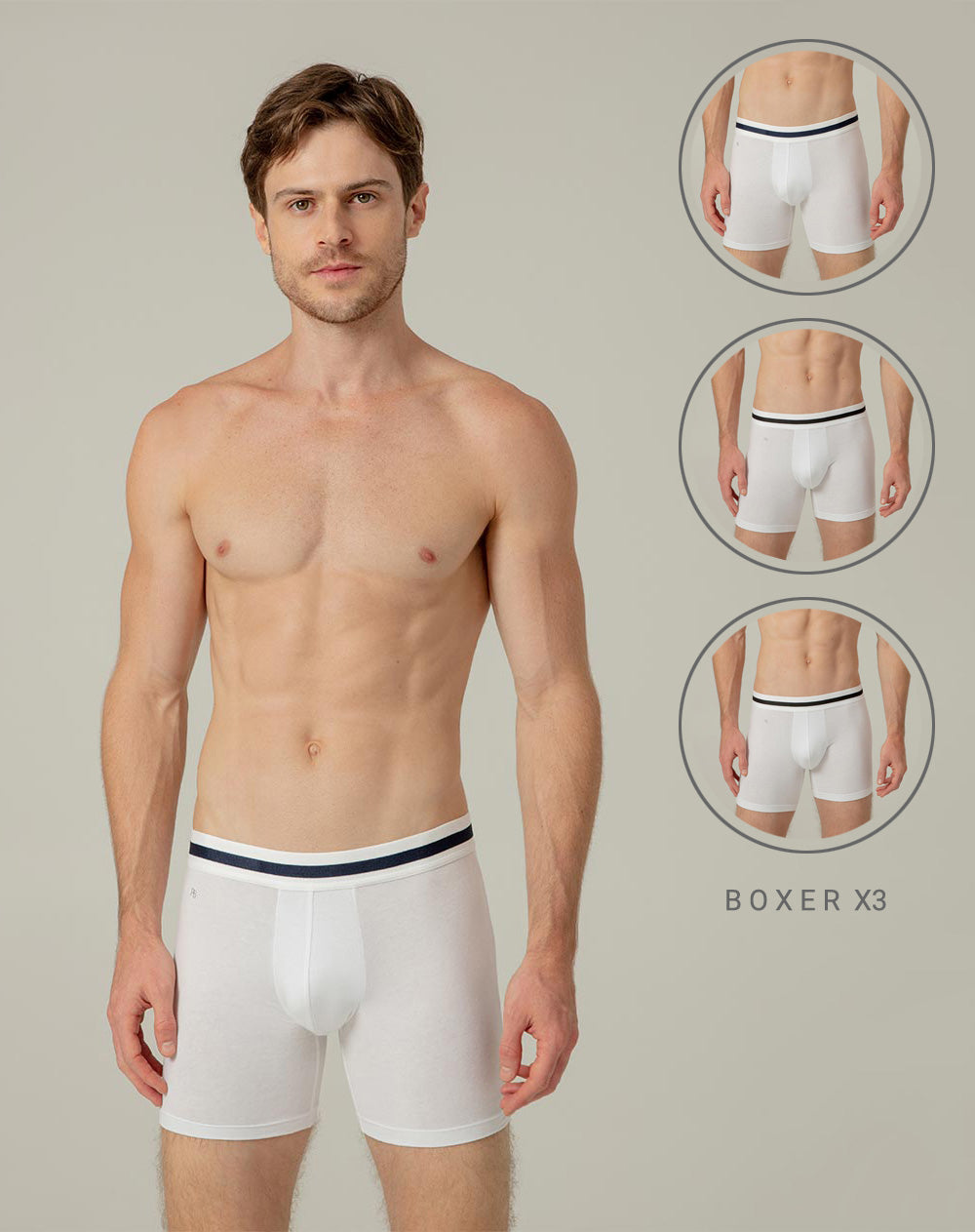 Bóxer medio panel amplio x3unds surtido