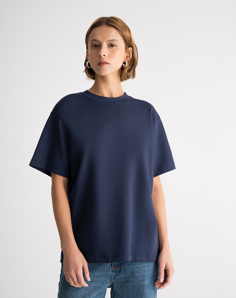 Camiseta oversize algodón azul mujer