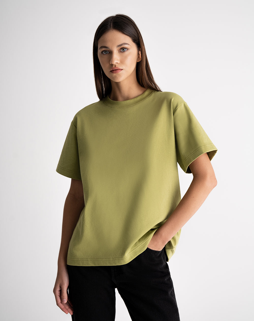 Camiseta oversize algodón verde mujer
