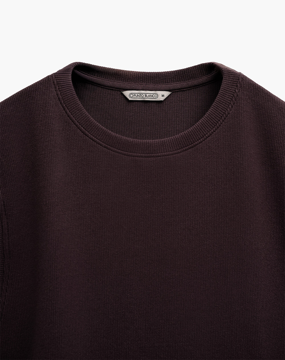 Camiseta slim en tejido de punto vino tinto mujer