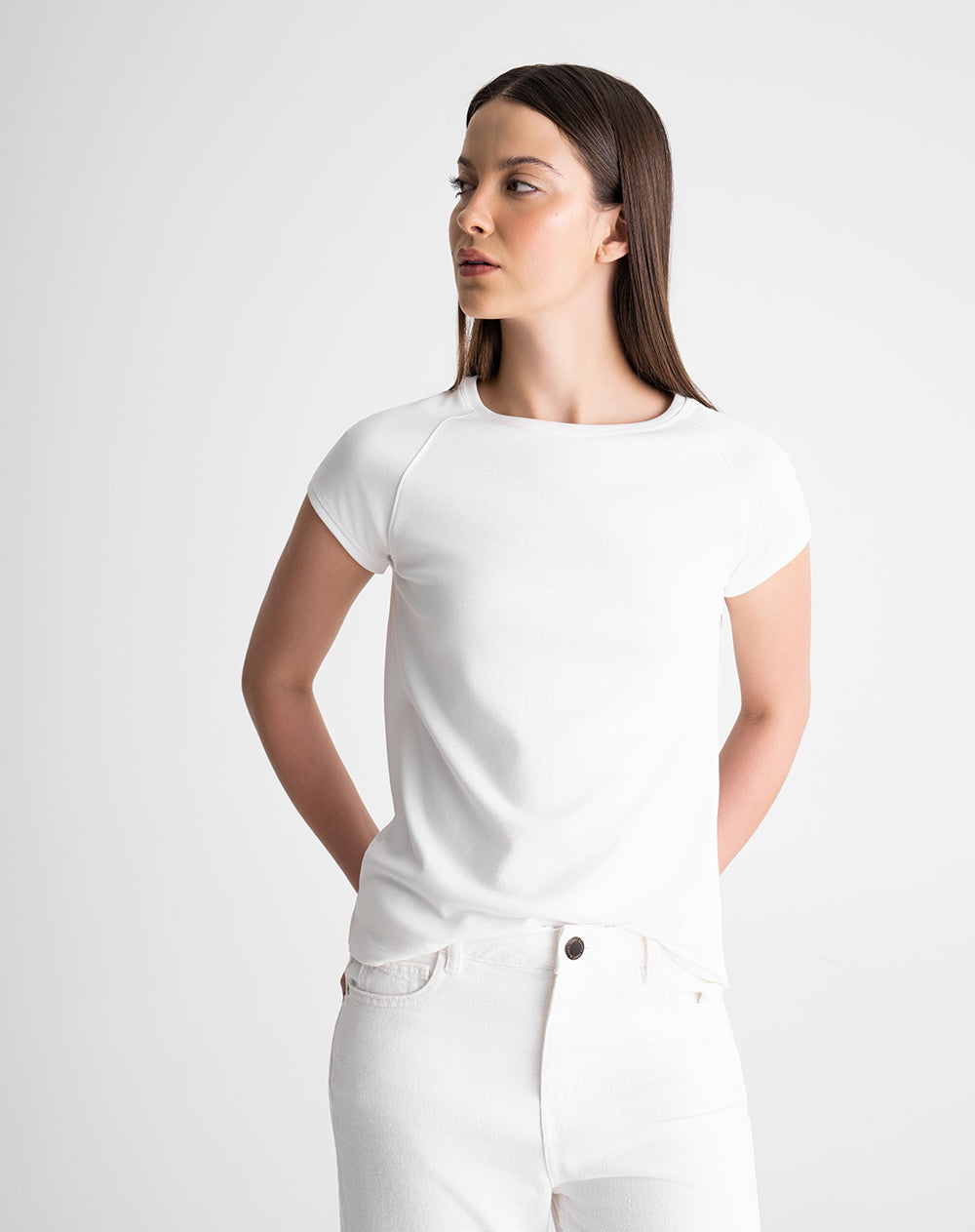Camiseta slim fit manga corta blanca