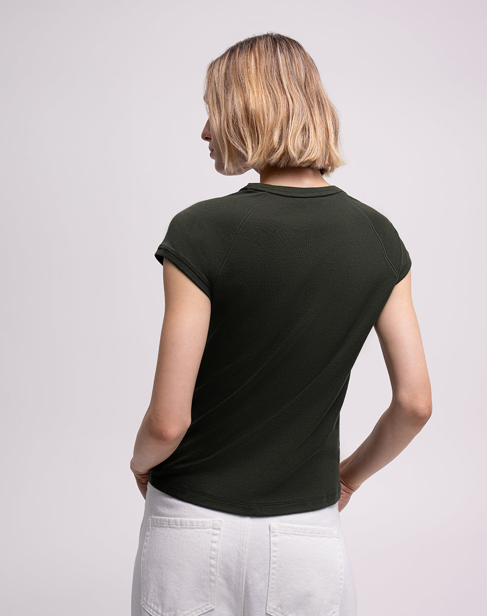 Camiseta slim algodón verde mujer