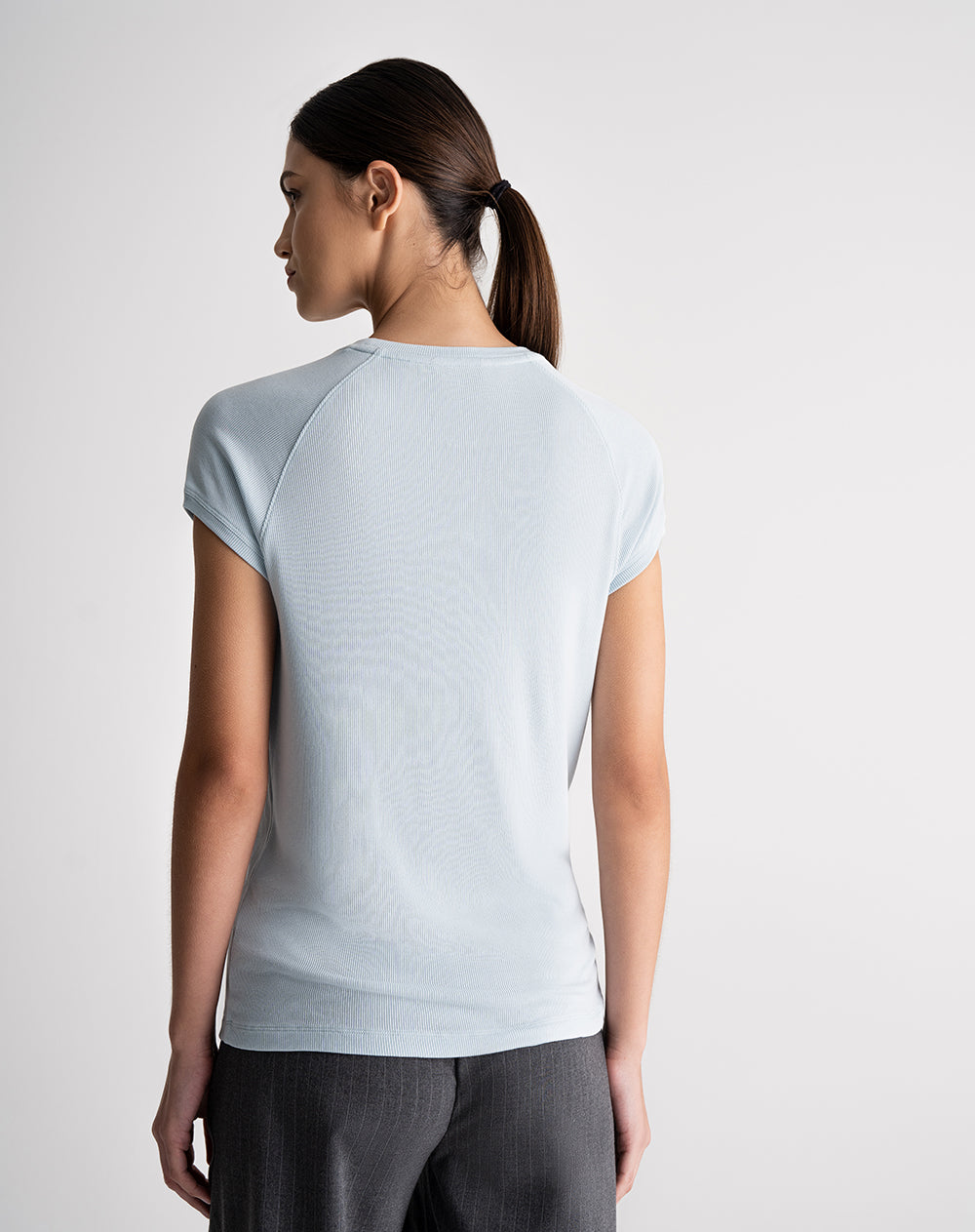 Camiseta semi ajustada tacto suave azul mujer