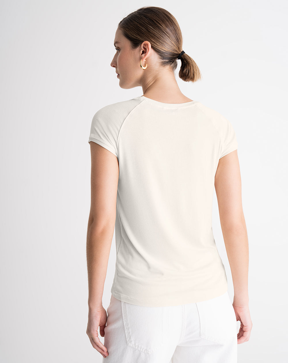 Camiseta semi ajustada tacto suave vainilla mujer