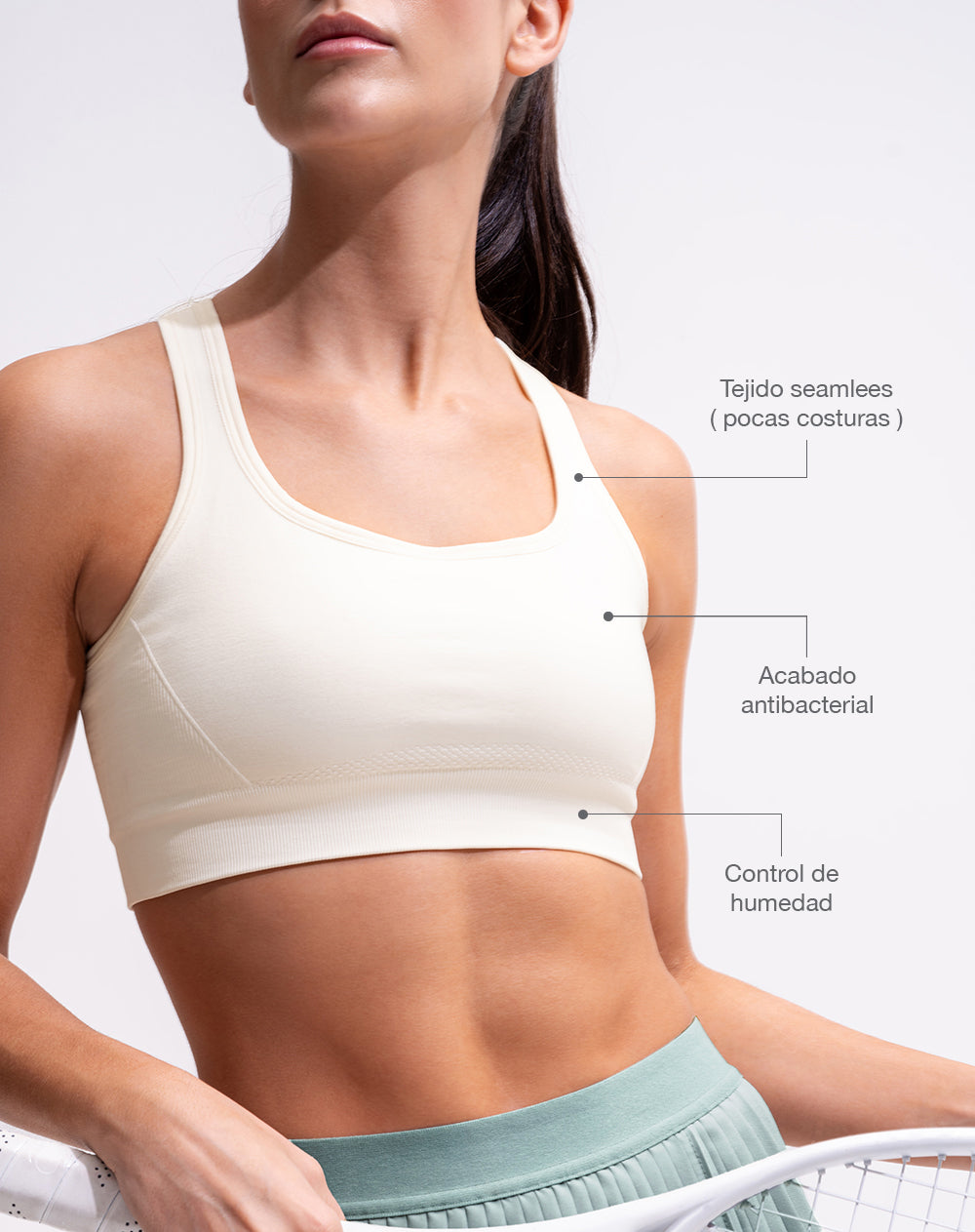 Top tiras anchas soporte alto blanco