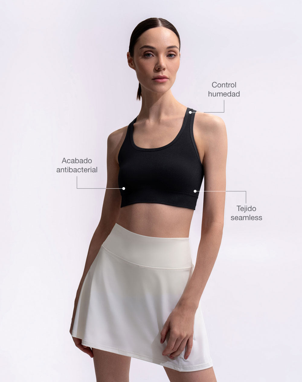 Top deportivo soporte alto seamless negro