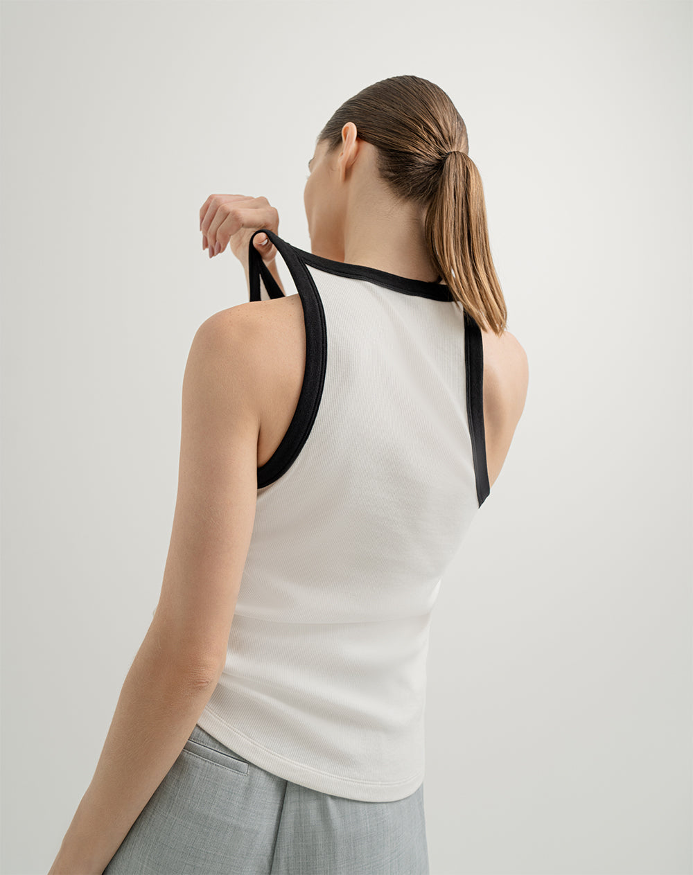 Camiseta esqueleto semi ajustada algodón vainilla mujer
