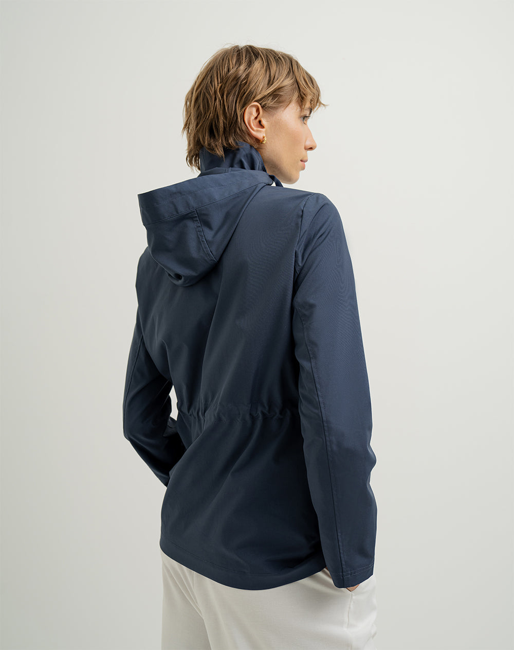 Chaqueta parka regular capucha removible azul mujer