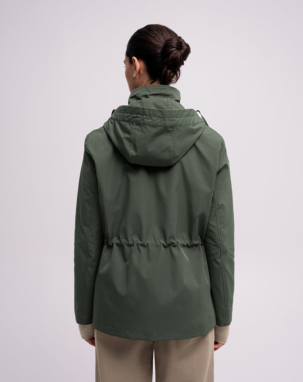 Chaqueta parka regular capucha removible verde mujer