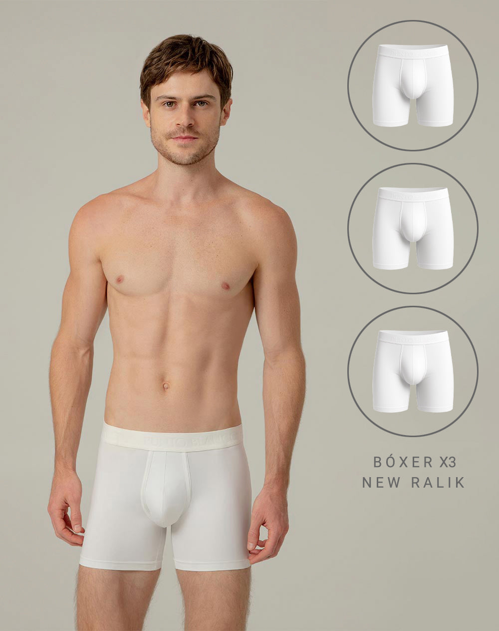 Boxer Medio Elastico Expuesto Blanco 9001